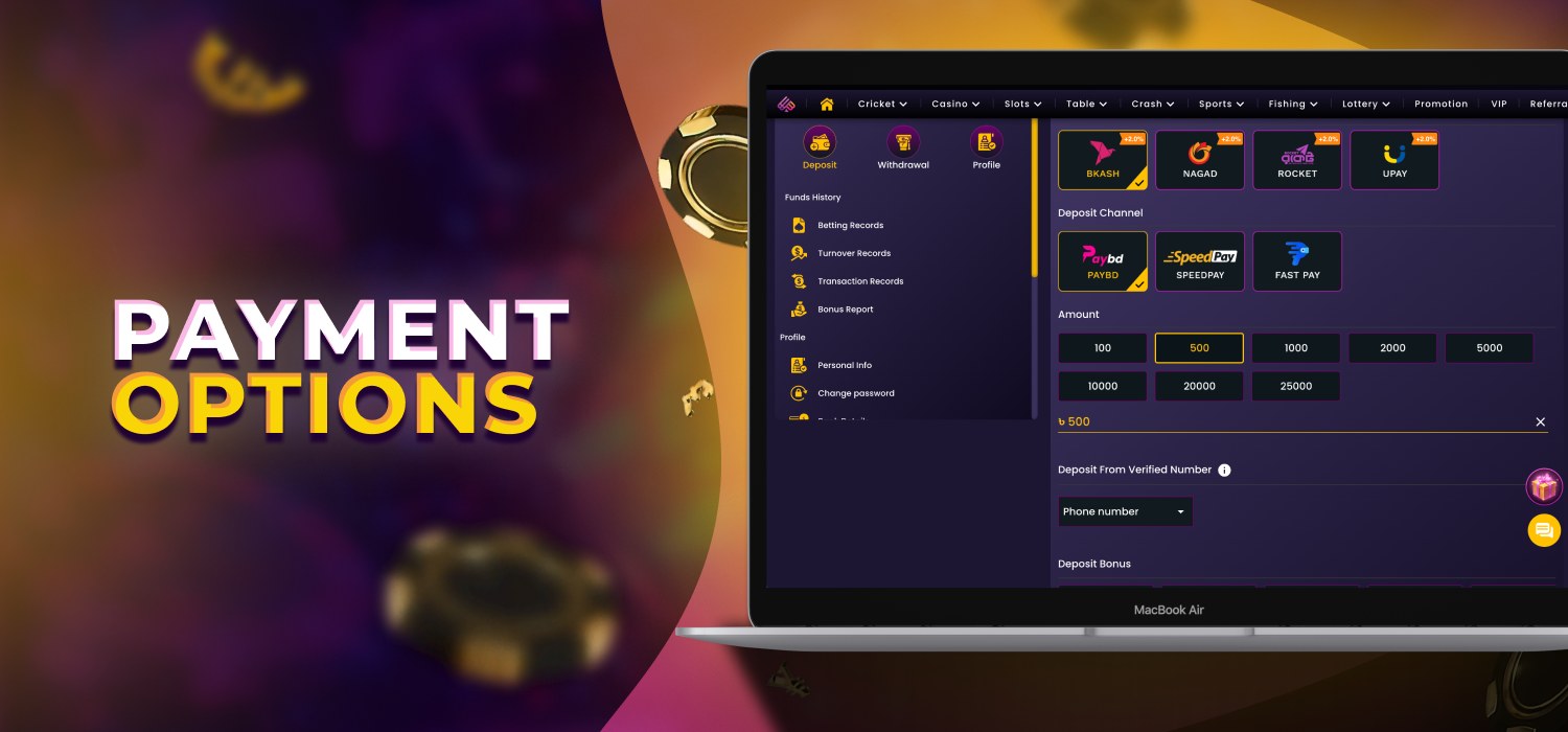 available payment options in casino