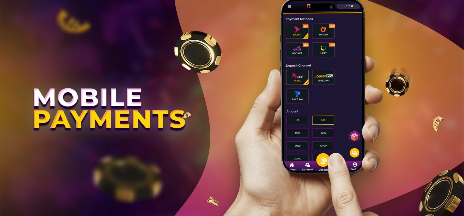 payment options via the mobile app